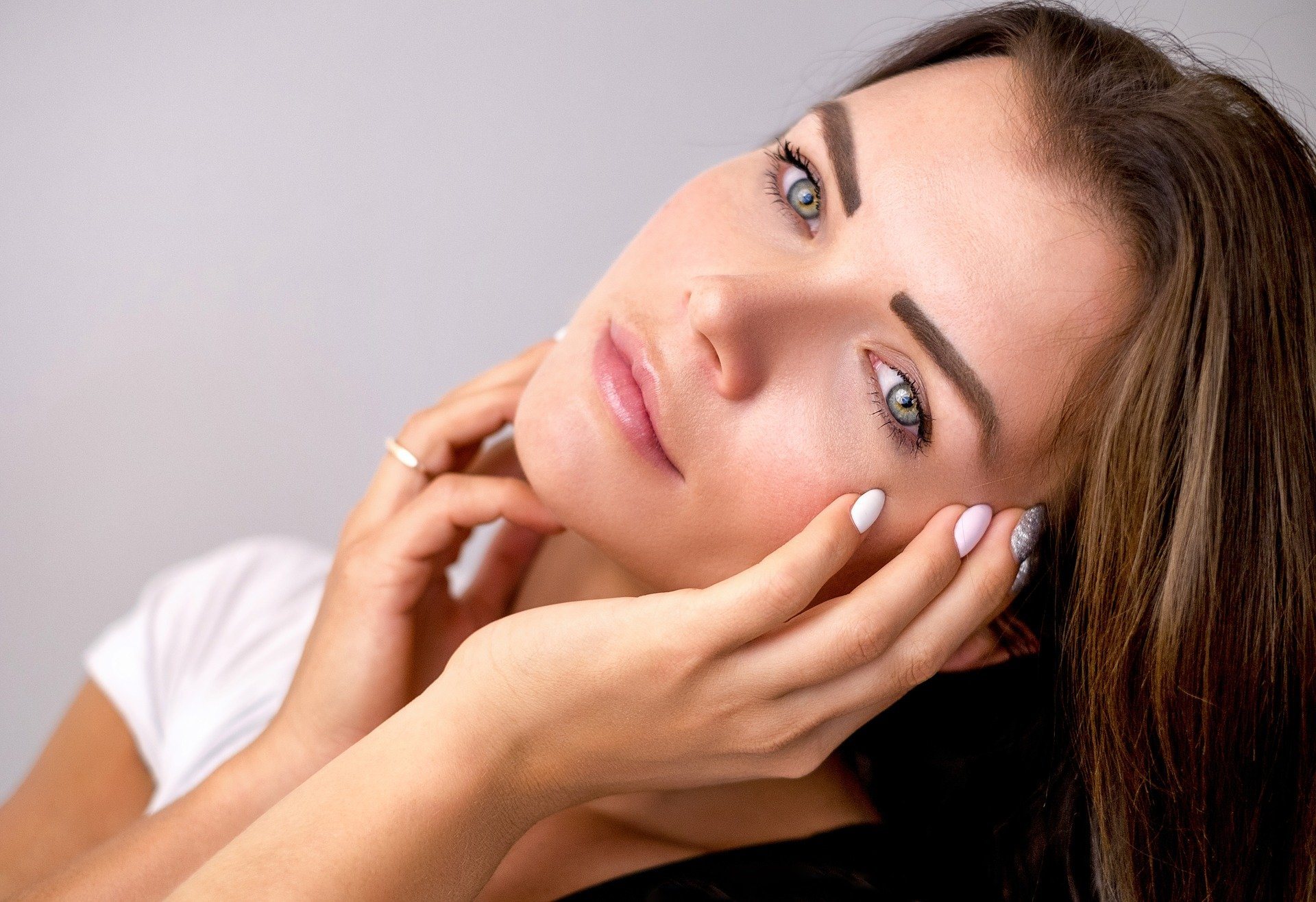 Woman with clear, radiant skin
